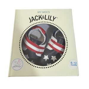 Jack & Lily My Mocs Baby Shoes 6-12 Months Navy Blue Leather Stars Stripes‎